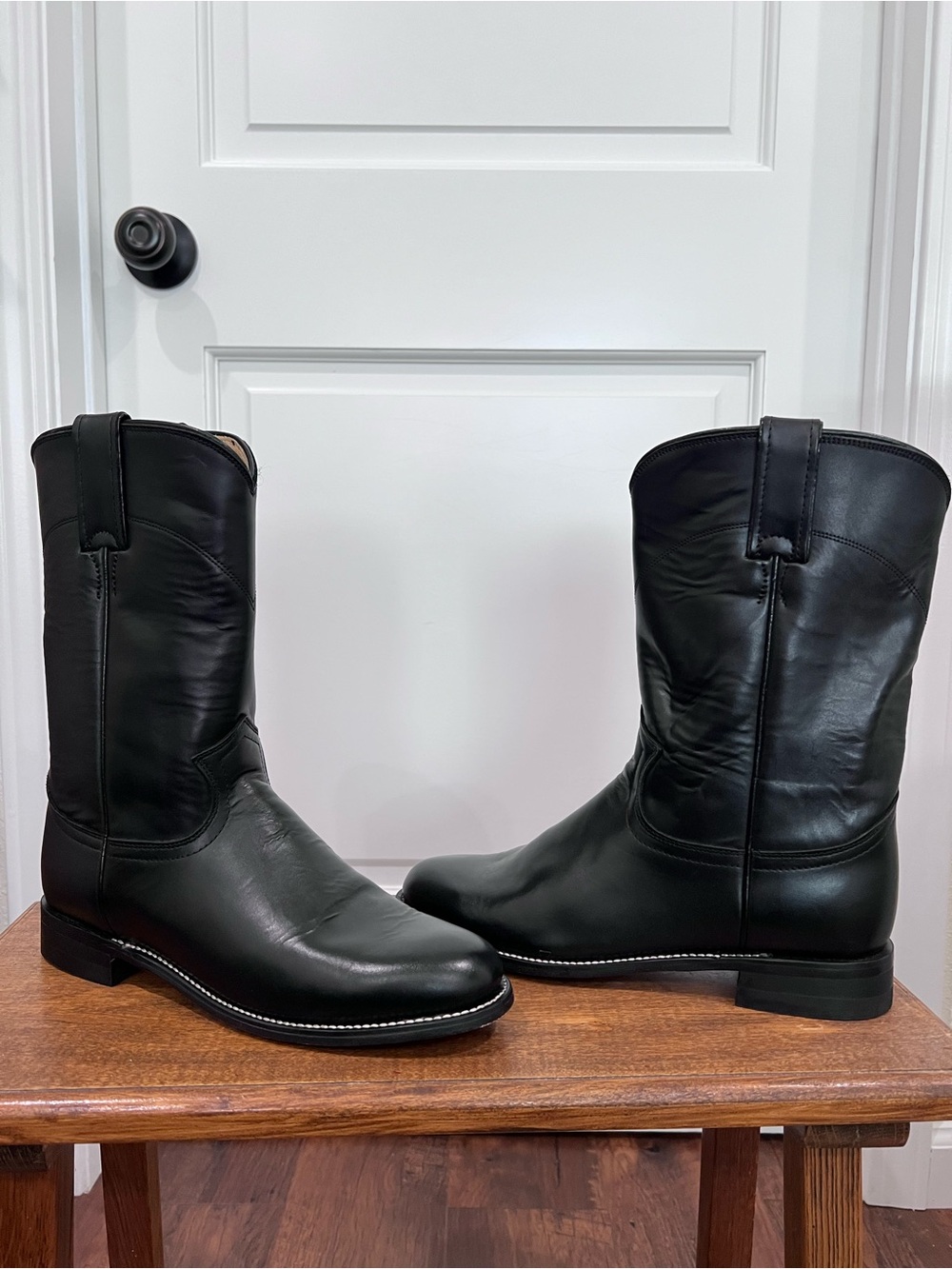 Justin Boots L3703 Cora Black Leather Roper Western Cowboy Boots Women’s 7.5